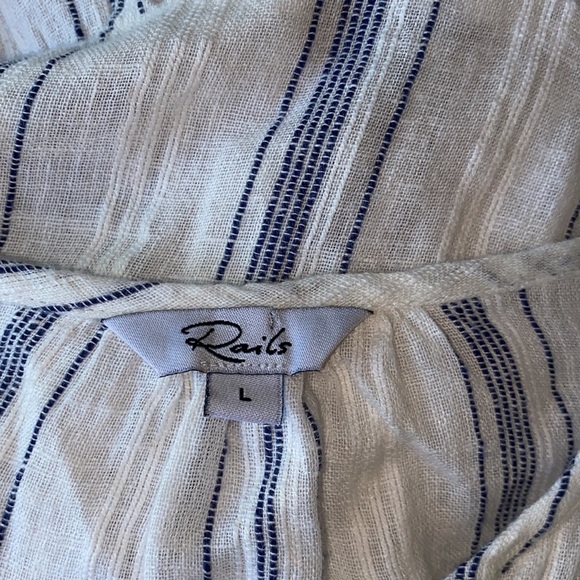 Rails Linen Blend Stripe Button Down Flare Blouse - Picture 5 of 8